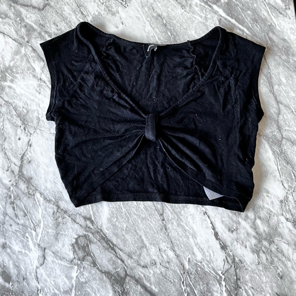 Black Knotted Crop Top
